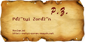 Pétyi Zorán névjegykártya